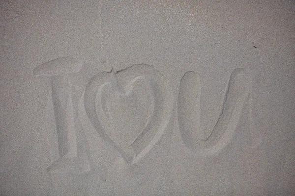 I love you in sand — Stock Photo, Image