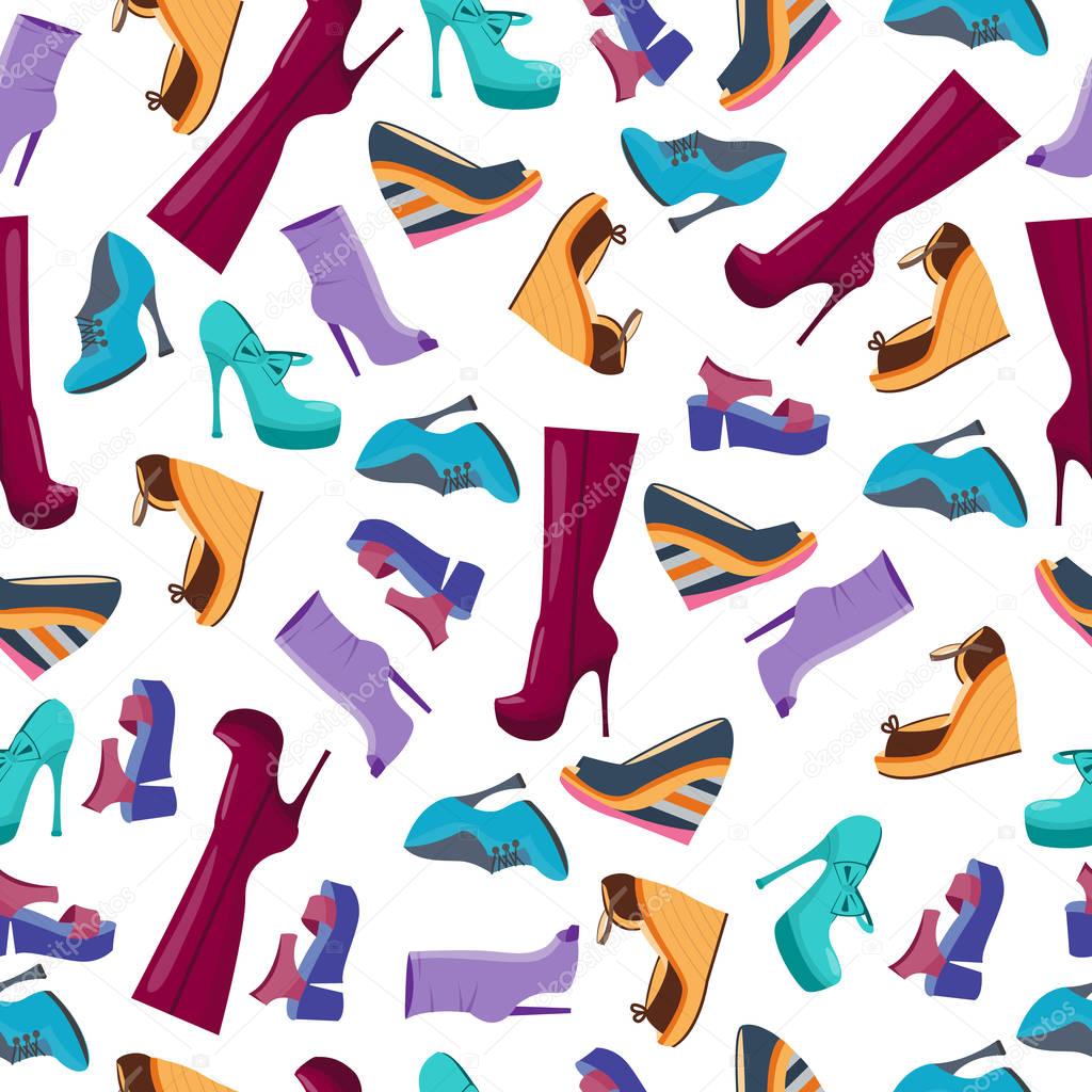 Seamless pattern of shoes and boots