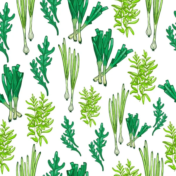 Naadloze patroon van groene salades — Stockvector
