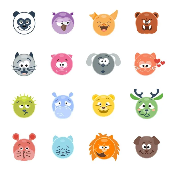 Set of animal emoticons — Stock Vector
