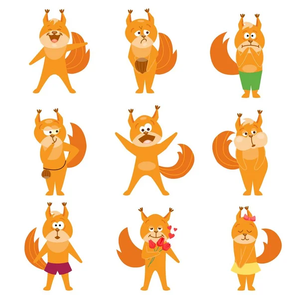 Set of squirrel emoji — Stock Vector