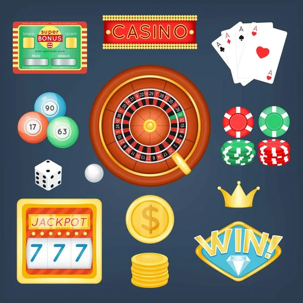 Set of casino objects. — Stock Vector