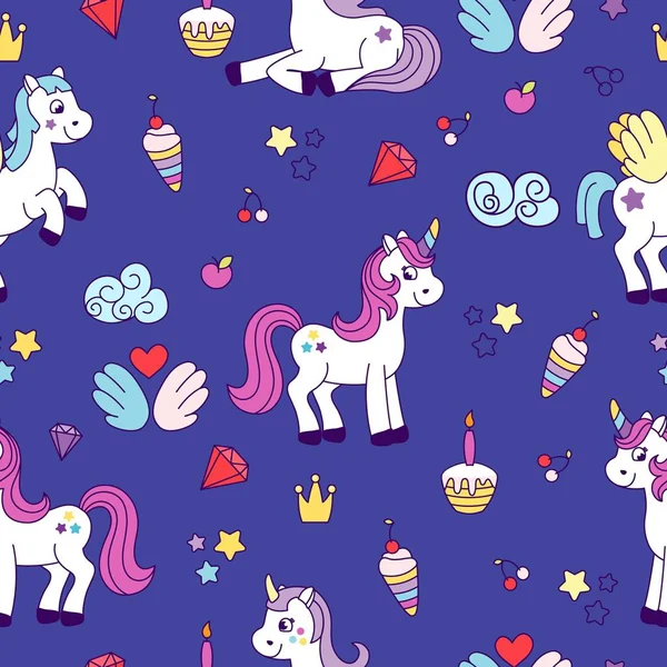 Unicorn motif sans couture — Image vectorielle