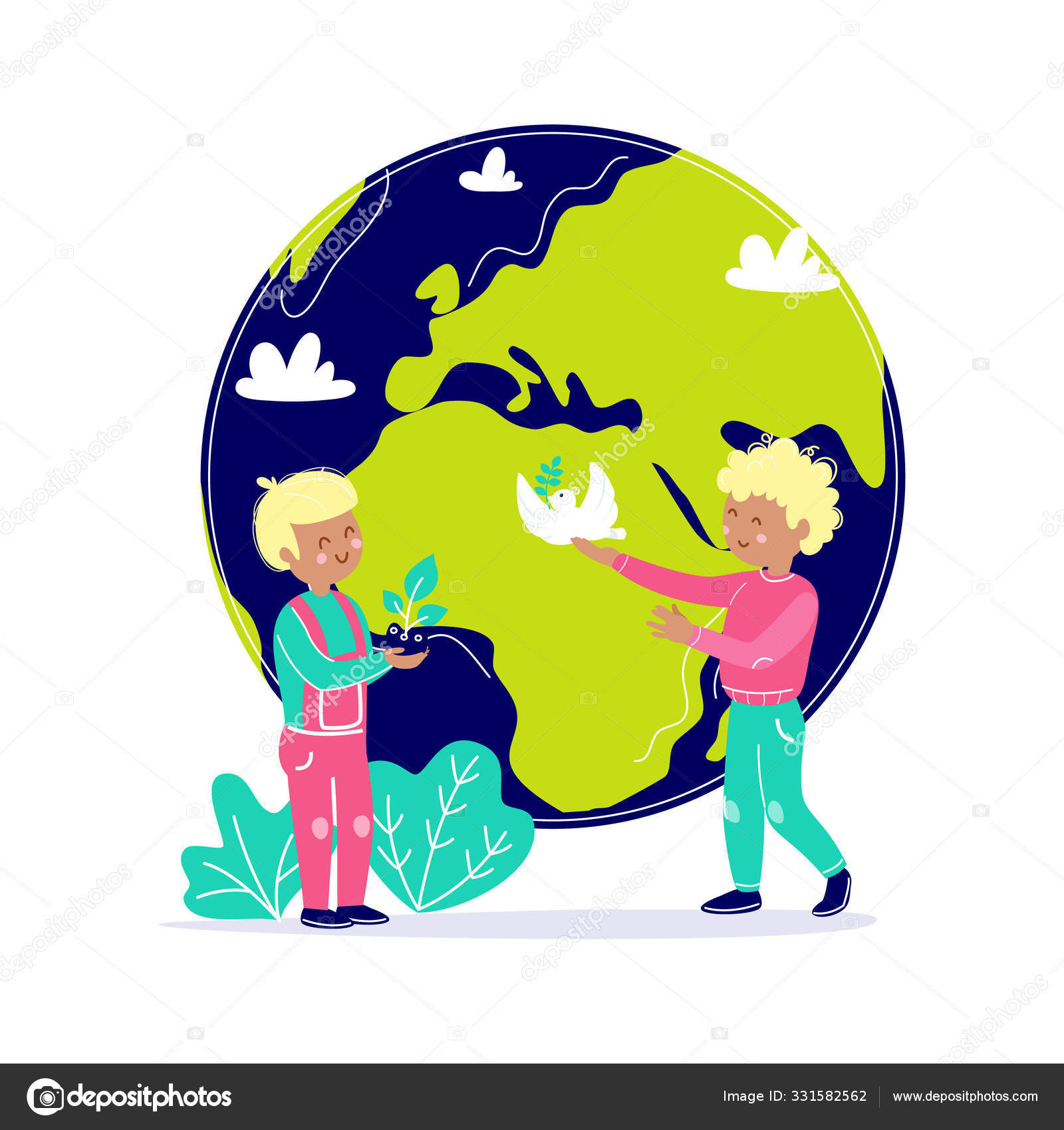 Kids take care about Earth. Children protect planet. Ecology environment attention concept with child globe. Vector illustration flat cartoon style. Stock Vector Image by ©Nesele #331582562 Kids take care about Earth. Children protect planet. Ecology environment attention concept with child globe. Vector illustration flat cartoon style. Stock Vector Image by ©Nesele #331582562