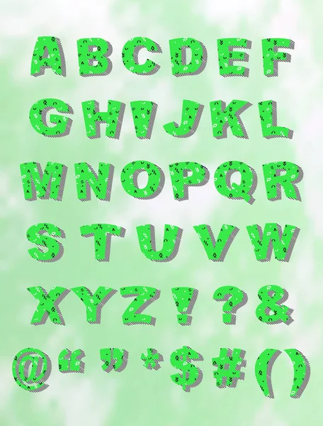 Groene Whimiscal blok lettertype met schaduw — Stockvector