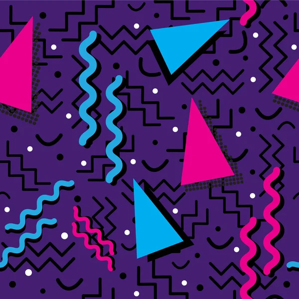 紫のファンキーなメンフィス パターン — ストックベクタ