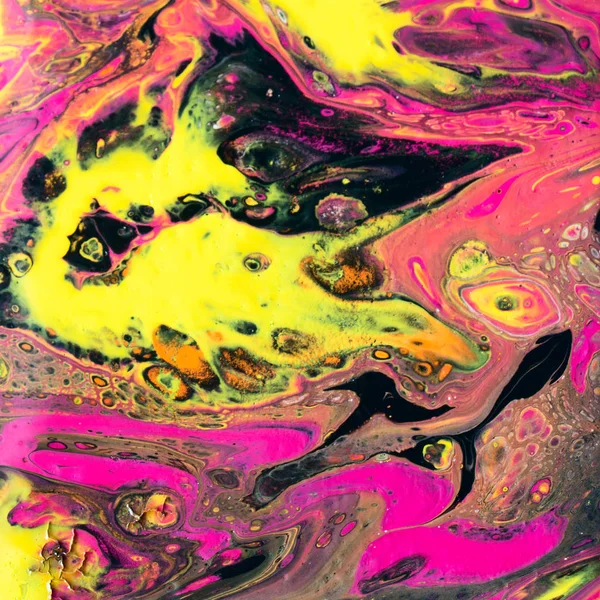 Caos acrilico giallo e rosa — Foto Stock