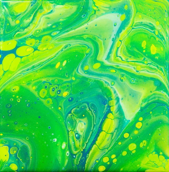 Grün blau gelb acryl pour art — Stockfoto