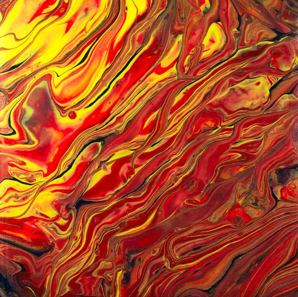 Pintura acrílica vermelha e alaranjada selvagem do aguaceiro — Fotografia de Stock