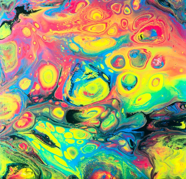 Wild Psychedelic Acrylic Pour Painting — Stock Photo, Image