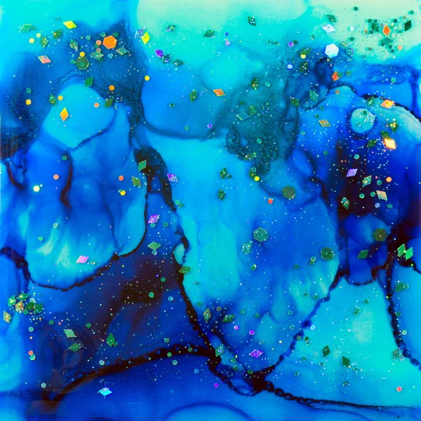Tinta Seascape e Glitter Abstract — Fotografia de Stock