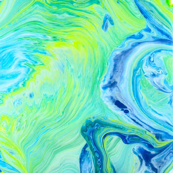 Blue and Green Acrylic Pour Painting