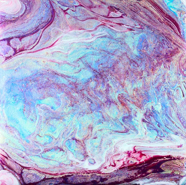 Blue and Purple Acrylic Pour Painting