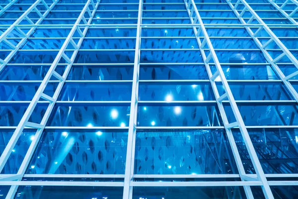 Edificio Oficinas Contemporáneo Detalle Pared Vidrio Azul —  Fotos de Stock