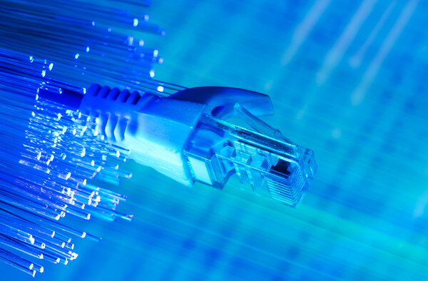 Network switch and ethernet cables,Data Center Concept.