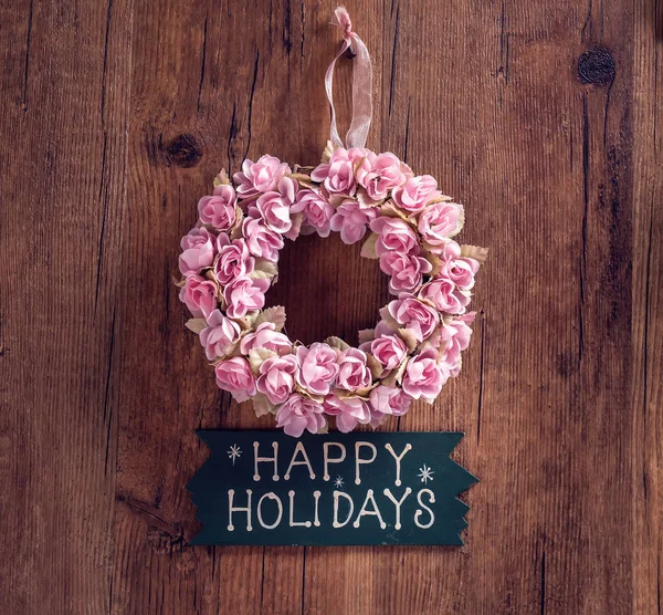 Happy Holiday Written Wooden Background — Stock Photo, Image