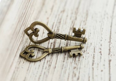 iki anahtar şeklinde bronz kolye.