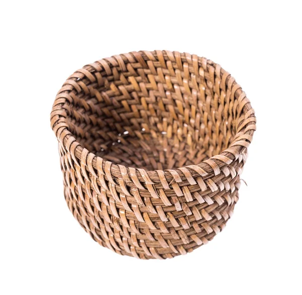 Rattan Basket Isolated White — Stock Photo, Image