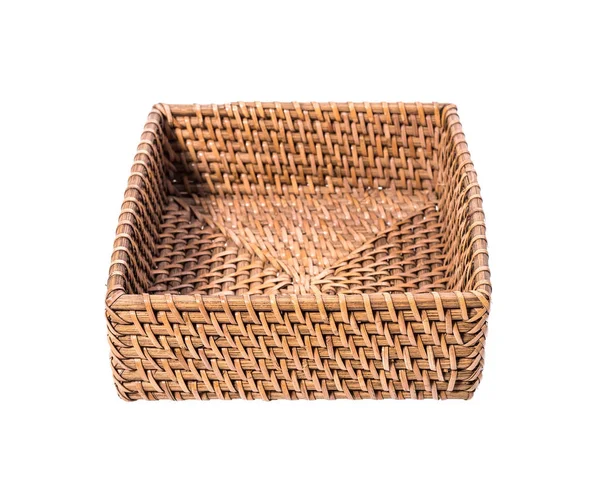 Rattan Basket Isolated White — Stock Photo, Image