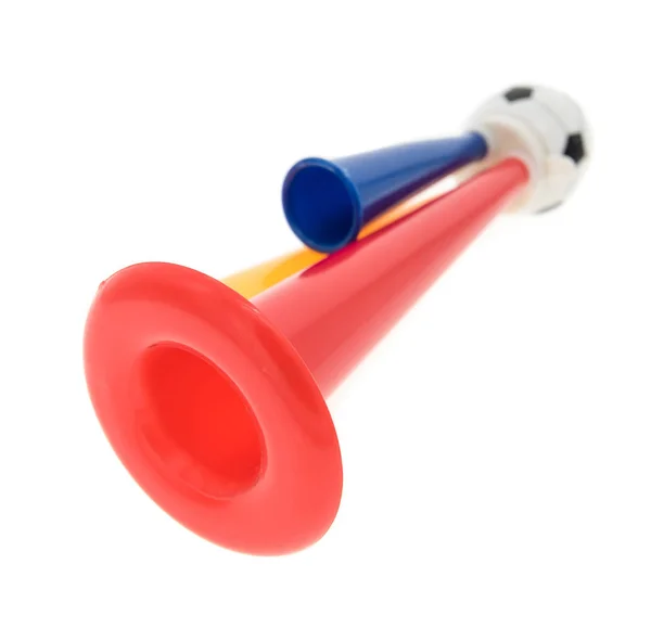 Football soccer triple fan trumpet — Stock Photo, Image