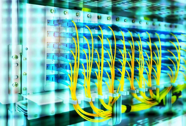 Fiber optik kabloların bağlı bir optik bağlantı noktaları ve ağ kablosu