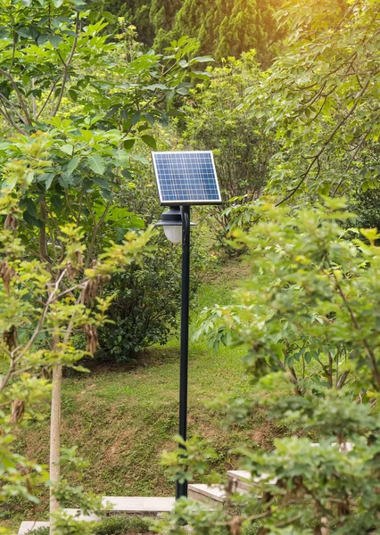 Street lamp post with solar panel energy — Stock Photo, Image