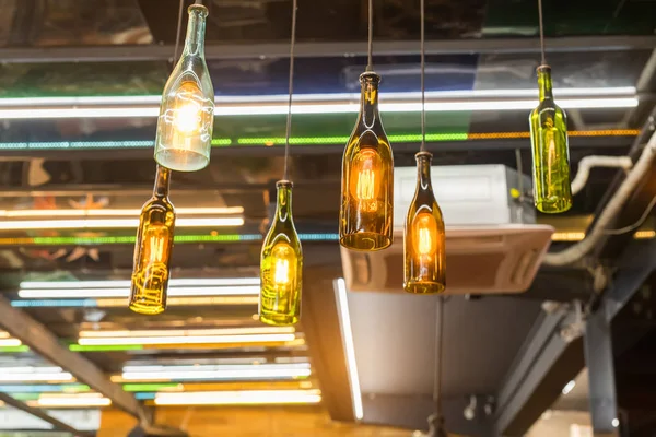 Decorative Beer Bottle Style Diode Light Bulb Hang Ceiling — Stock Photo, Image