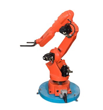 Sanayi için robotik kol beyazda izole