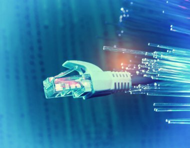 Ağ kabloları closeup fiber optik arka plan