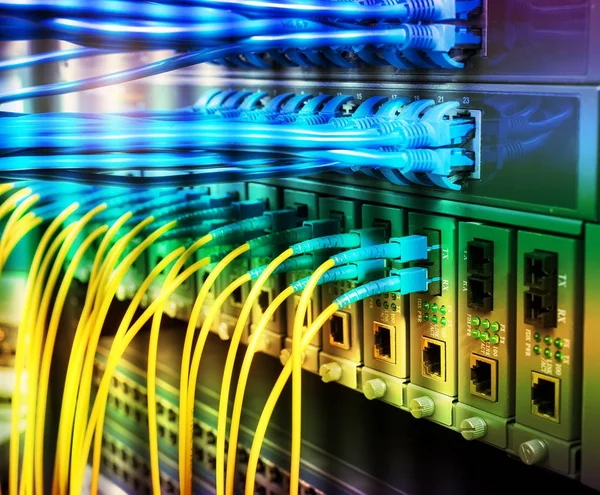 Apparecchiature Informatiche Fibra Ottica Nel Data Center — Foto Stock