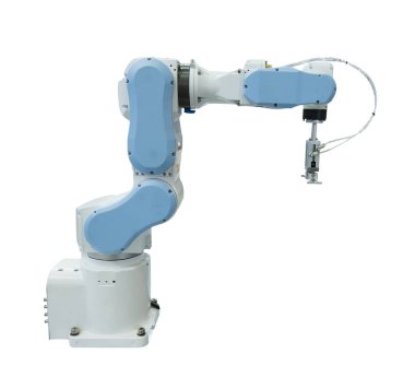 Sanayi için robotik kol beyazda izole
