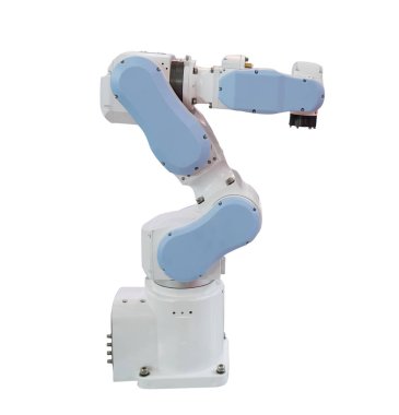 Sanayi için robotik kol beyazda izole