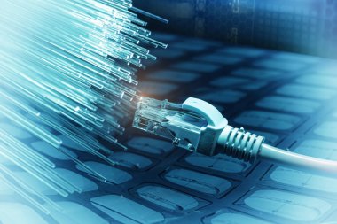 Ağ kabloları closeup fiber optik arka plan