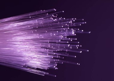 Optik fiber dinamik teknoloji arka planının derinliklerinden uçuyor.
