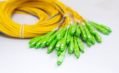 group head connector green fiber optic network cable clipart