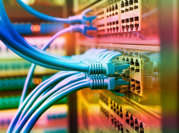 Przełączniki Sieciowe Kable Ethernetowe Data Center Concept — Zdjęcie stockowe