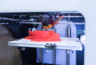 Modern 3D yazıcı yazıcı figür yakın çekim makrosu