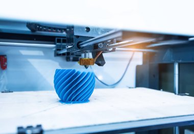Modern 3D yazıcı yazıcı figür yakın çekim makrosu