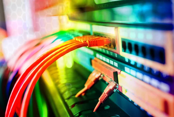 Kable Sieciowe Switch Firewall Cloud Computing Szafę Serwerową Centrum Danych — Zdjęcie stockowe