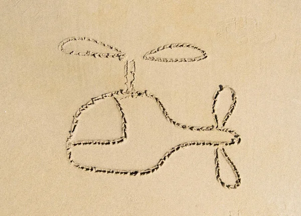 Helicopter Drawing Sand — Stock Photo, Image