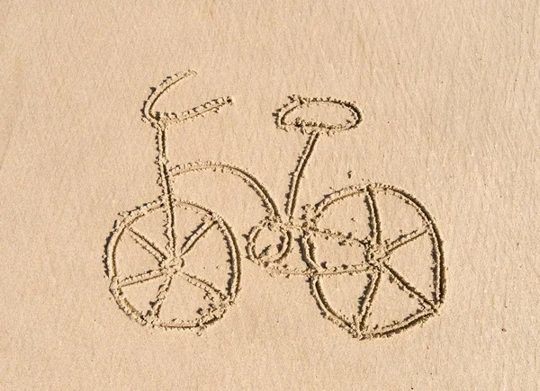 Велосипедный Рисунок Песке — стоковое фото