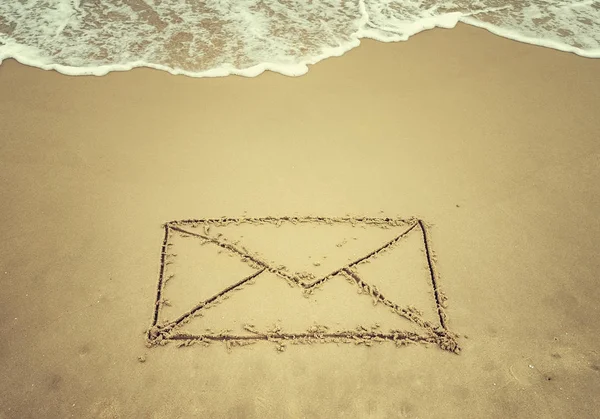 Mail Sign Handwritten Sand — Stock Photo, Image