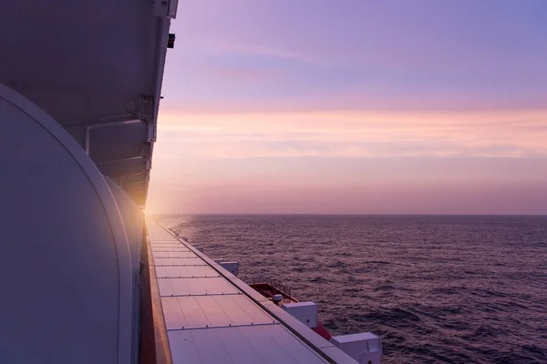 View Luxury Ocean Liner Deck Sunset — Stock Photo, Image