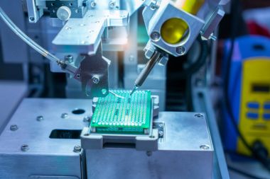 CNC makinesinin fabrikada çalışan PCB işlemesi