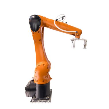 Sanayi için robotik kol beyazda izole