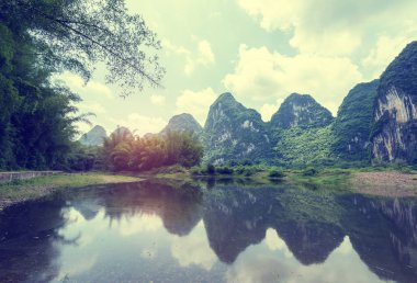 Yangshuo Guilin, Çin 'de manzara