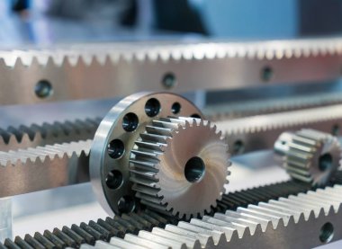 Makro görünümü, metal dişli dişli mekanizması parçalar