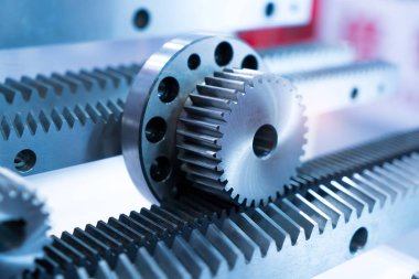 Makro görünümü, metal dişli dişli mekanizması parçalar