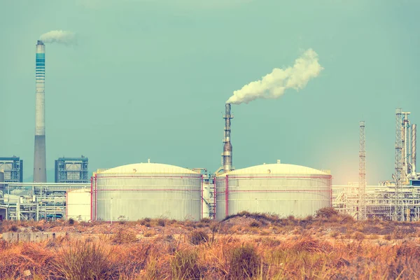 Gasverwerkingsfabriek Landschap Met Gas Olie Industrie — Stockfoto