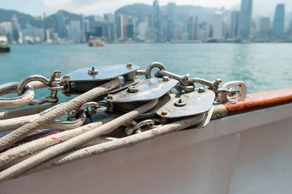 Detail Sailing Boat Yacht Ropes Equipment — Stock Photo, Image